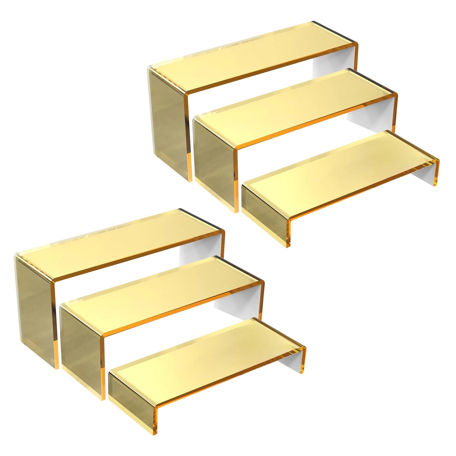 LUCKGONI Pack of 6 Acrylic U Shape Display Risers in Three Different Size for Showcasing in Retail Stores and Homes