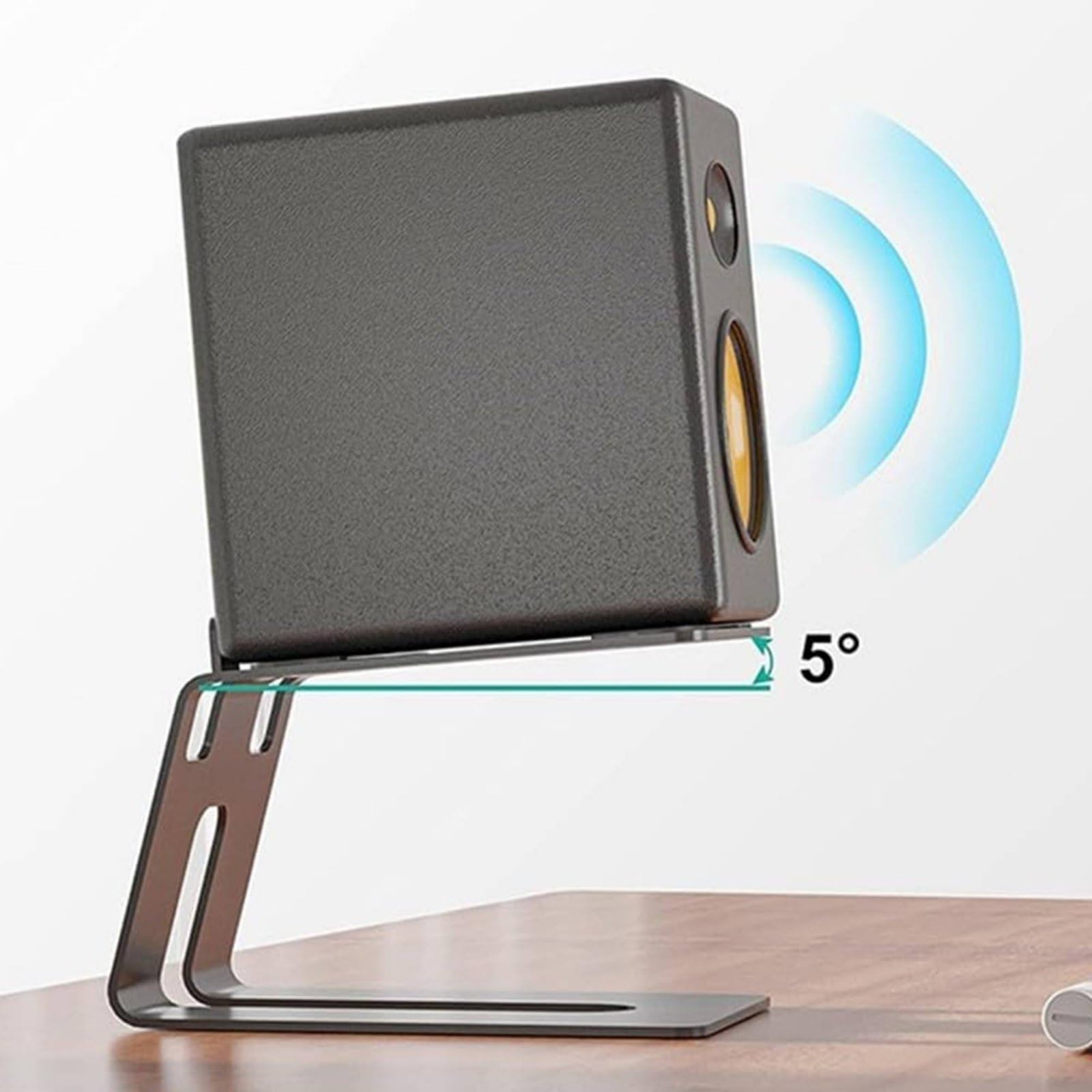 Support d'Écran Moniteur Réhausseur Enceinte Bureau Structure Métal avec Patins Antidérapants et Légère Inclinaison pour Fidélité