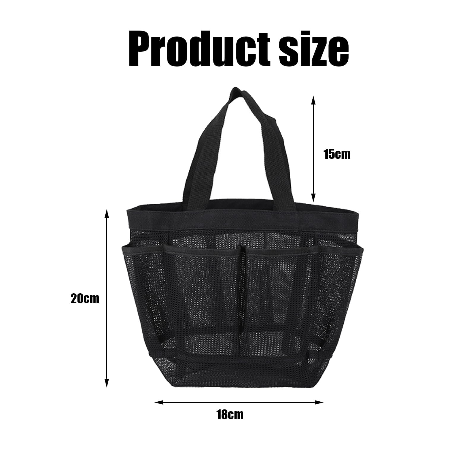 Shower Bag, Portable Mesh Shower Bag, Foldable Quick Dry Beach Bag Mesh, With 8 Pockets For, Suitable For Gyms, Travel, Shower, Swimming, Beaches, And Summer Camps, Etc(Black) - Image 2