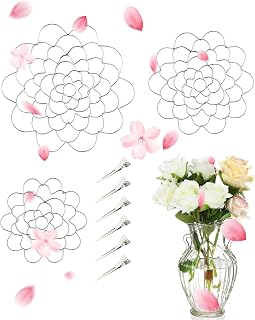 Stainless Steel Floral Grid Organizer, Reusable Floral Grid for Vase – Durable Rust-Resistant Wire Mesh, 3 Sizes with Clips, Floral Grid Organizer for DIY Home, Wedding & Party Decor (Silver)