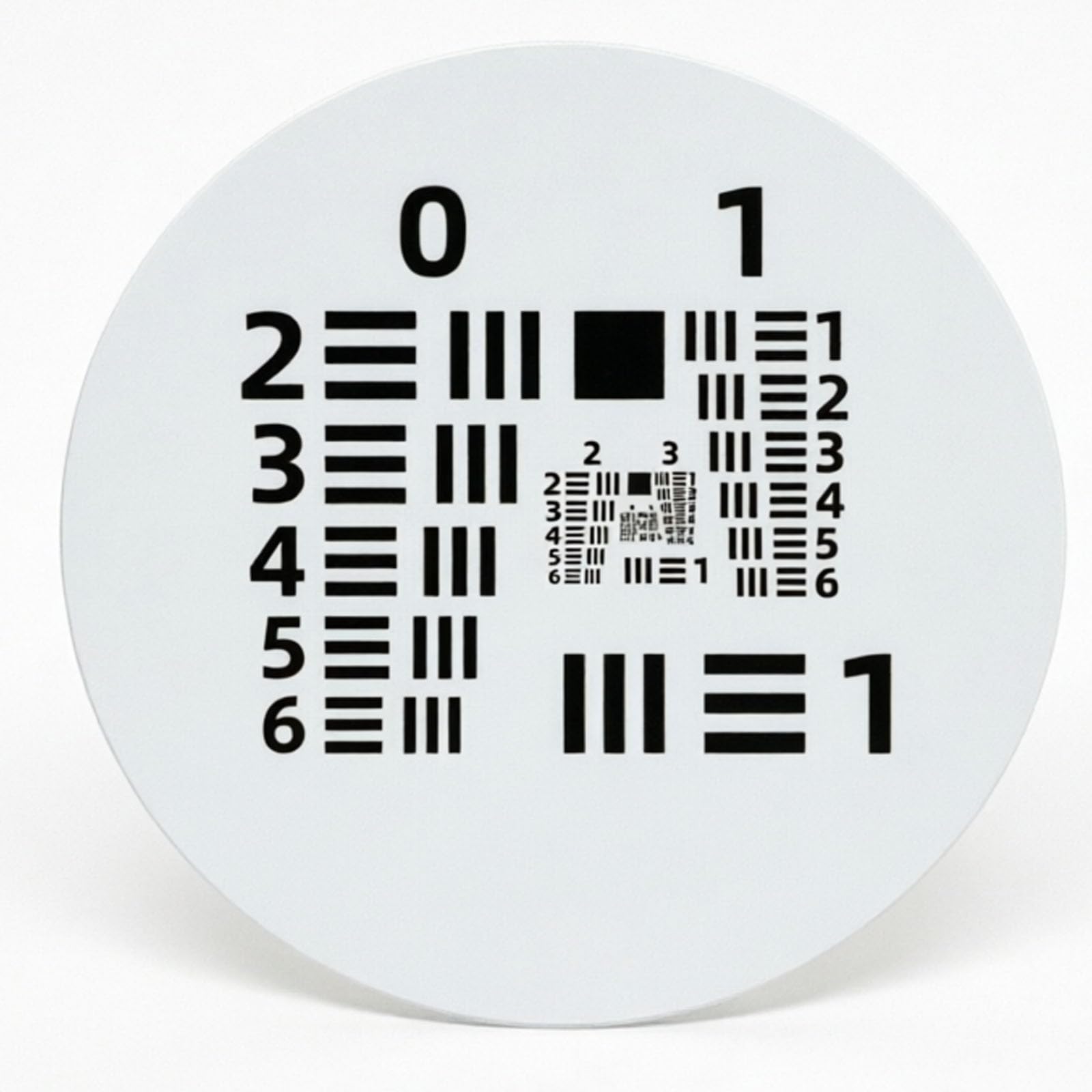 Hkfgshop Light Round Camera Resolution Test Chart, 25.4Mm Camera Lens Resolution Calibration Board, Accuracy ±0.5Um, 90% Transmittance, Positive And Negative, For Scientific, Positive