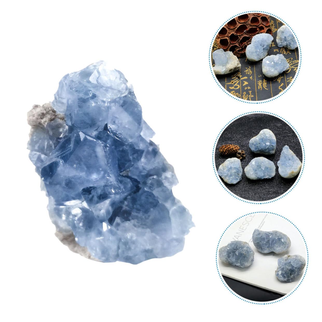 ULTECHNOVO Cristal de Celestita Natural para Joyería y Decoración, Pieza Mineral Aleatoria para Coleccionistas y Proyectos DIY en Investigaciones Geológicas