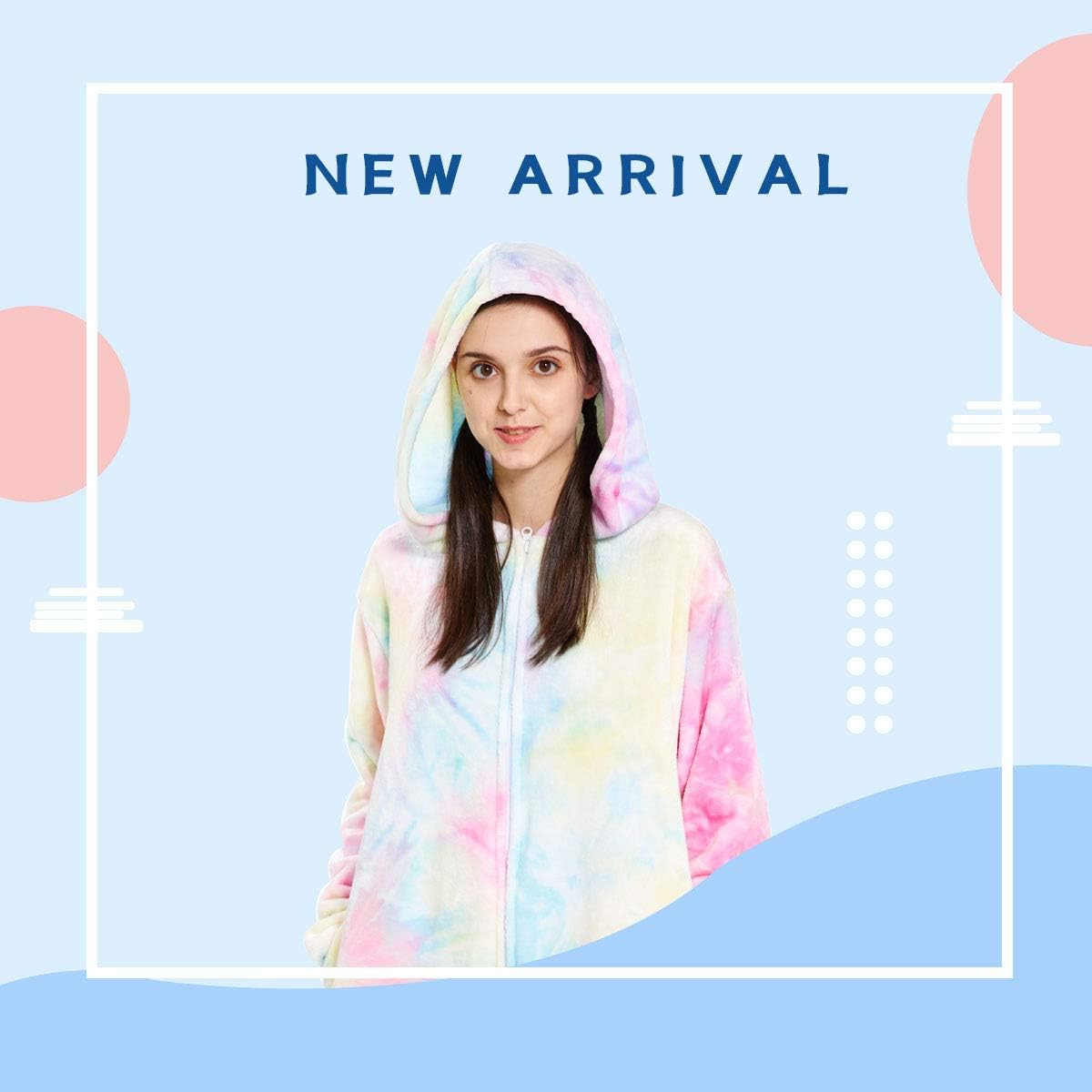 COSUSKET Snug Fit Flannel Onesie Pajamas for Women Tie Dye Costume - Image 2