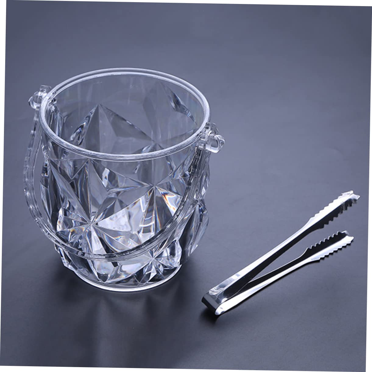 HOLIDYOYO Red Wine Ice Bucket Clamp Square Shape Acrylic Bar Bucket Home Kitchen Accessory