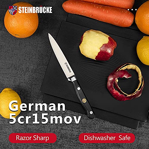 Steinbrücke Kitchen Utility Knife 5 Inch, Sharp Paring Knife Kitchen Petty Knife Fruit Knife With Pro Chef's Knife Full Tang And Ergonomic Handle Kitchen Cutlery Cutting Peeling #TOP2