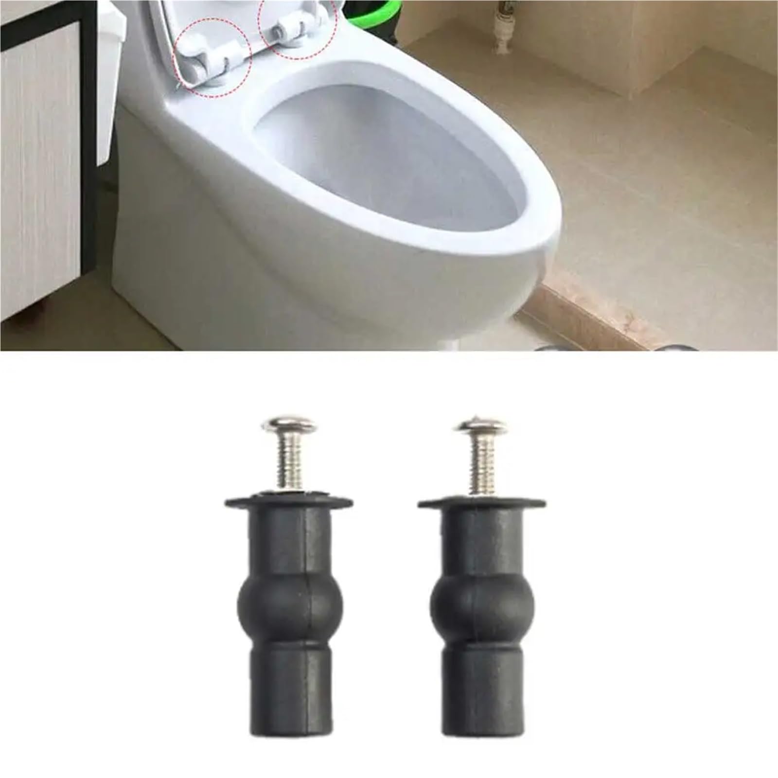 Juego de 4 tornillos para asiento de inodoro, 4 unidades, cubierta de goma