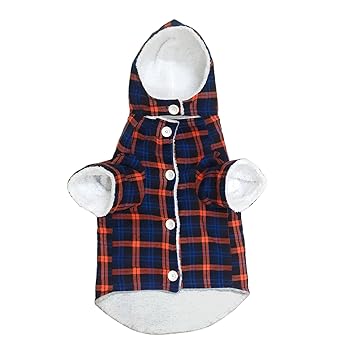 Jainsons Pet Products Dog Winter Clothes | Soft Thicker Fleece Dog Hoodie | Dog Winter Jacket | Puppy Winter | Wear Dog Winter Jacket | Dog Coat | Vest for Dogs | Vest for Puppy (L, Blue Check)