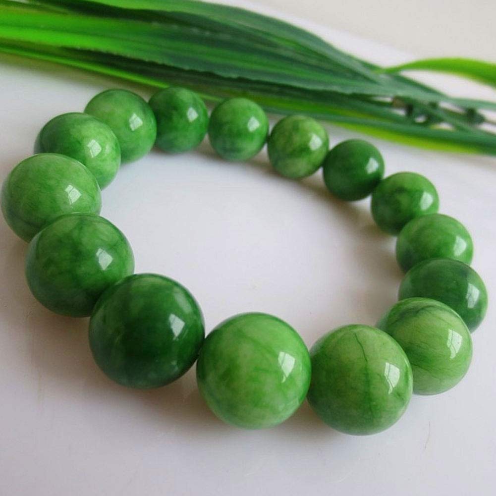 EASTCODE 12mm Bangle Natural Jade Jewelry Round Beads Gemstone Bracelet Emerald Jade Jadeite Bracelet for Men and Women with Certificate