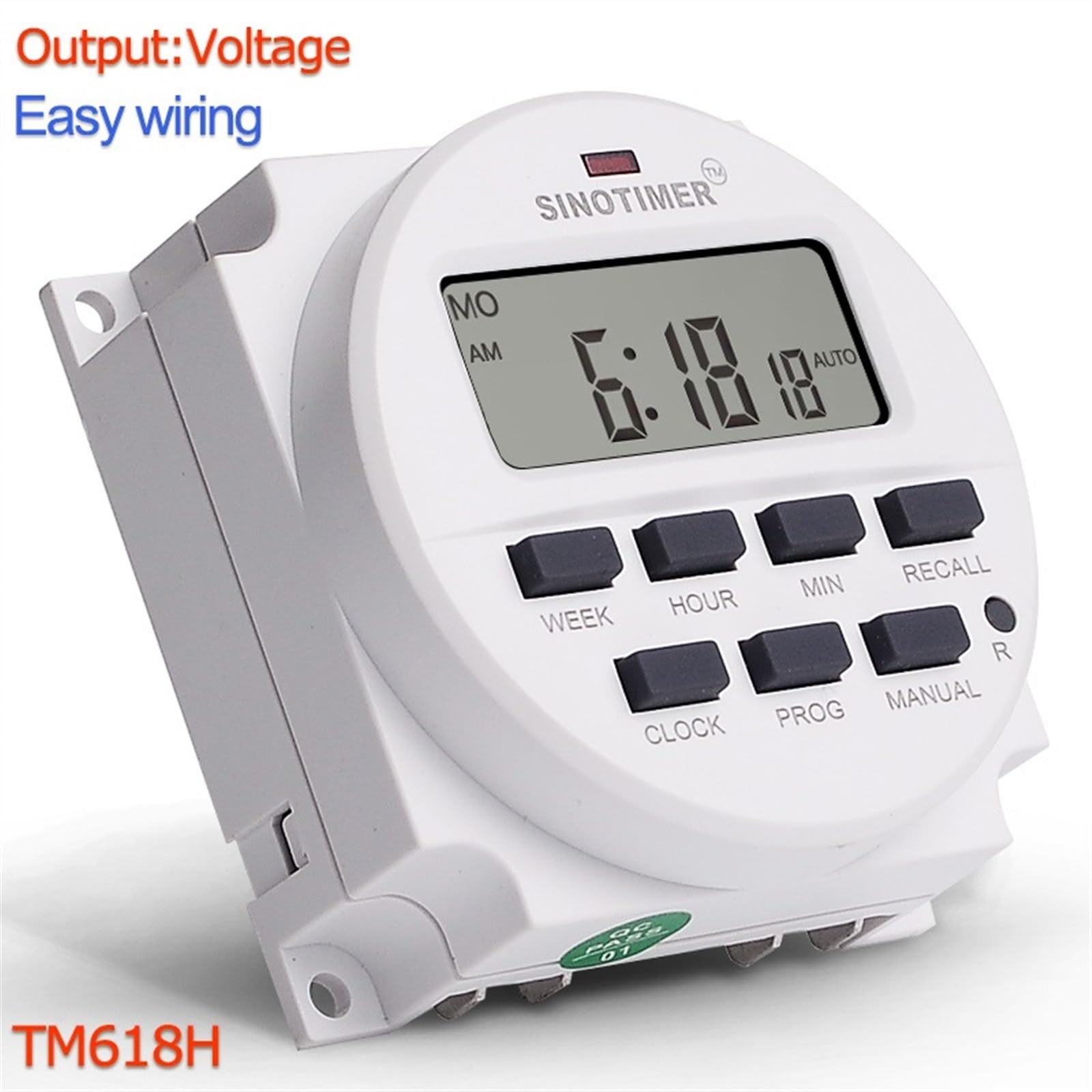 TM618H Salida de Voltaje de Contacto húmedo DC 12V 24V AC 110V 120V 220V 230V Volt Digital 7 días Temporizador programable Interruptor relé de Tiempo(220V Timer)