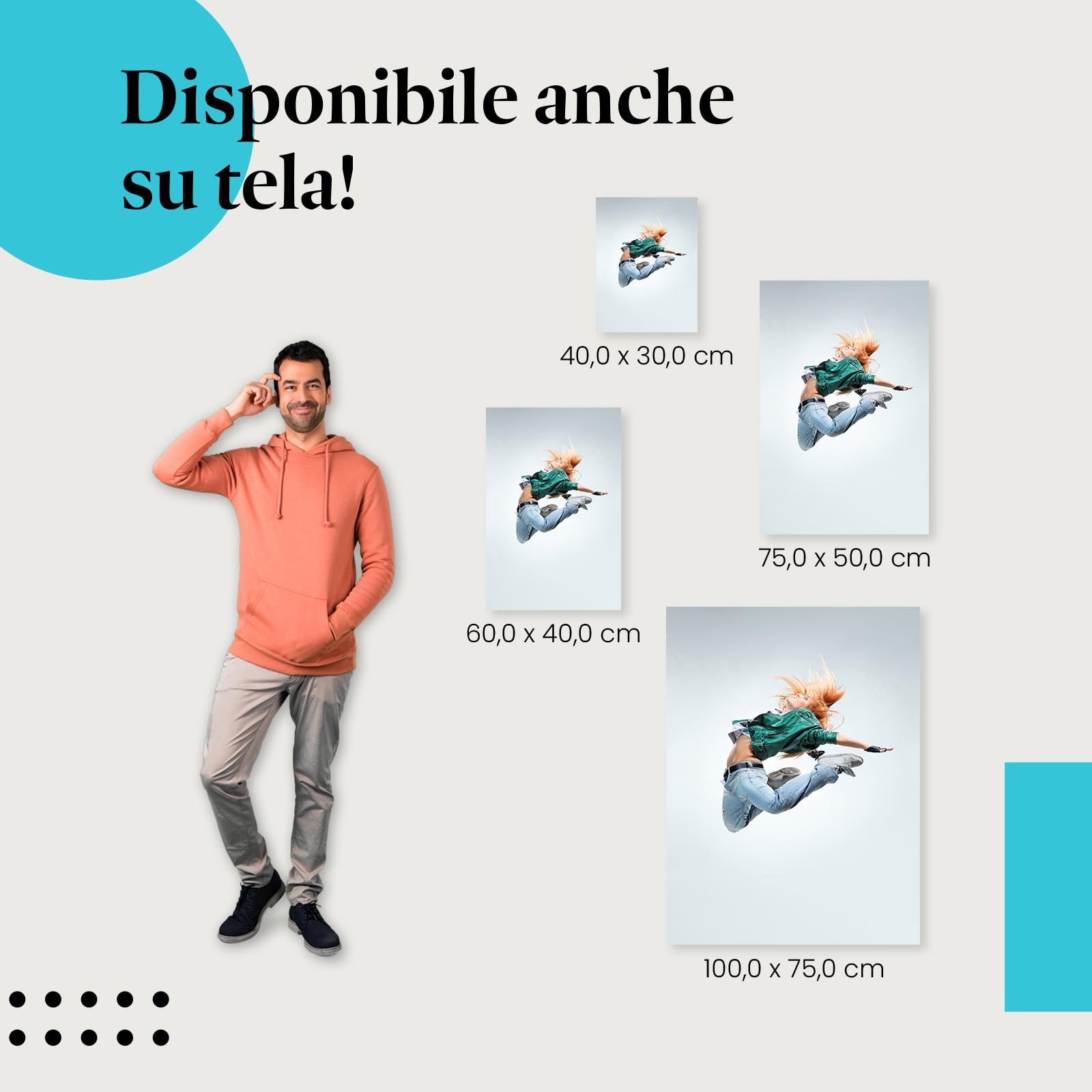 Postereck - 0637 - Hip hop, salto ballerina donna street dance musica - Decorazione da Parete, Stampa Artistica, Arredamento Interni, Stampa Fotografica - Tela - 100,0 cm x 75,0 cm