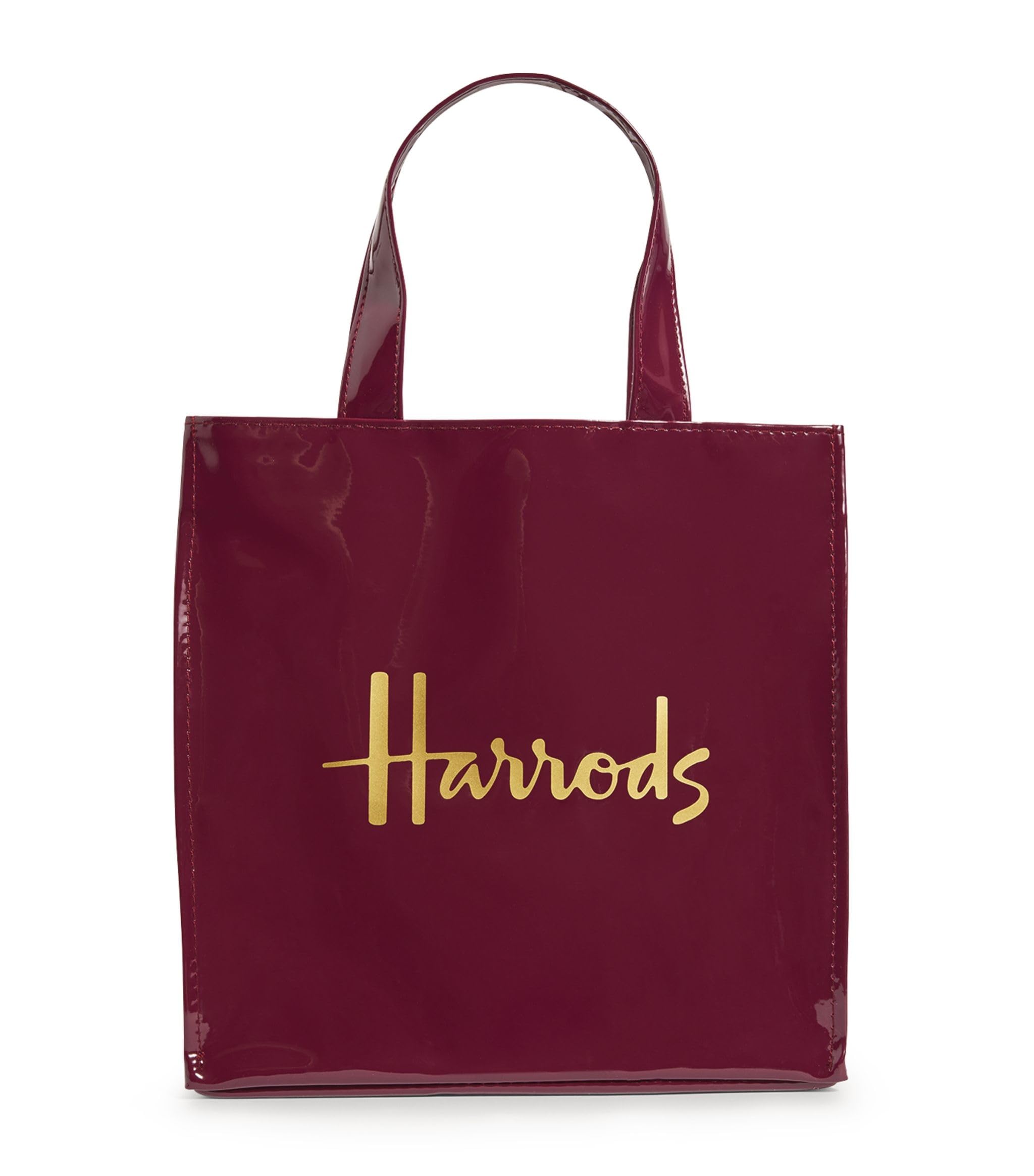 Harrods London Burgundy Small Logo Shopper Bag