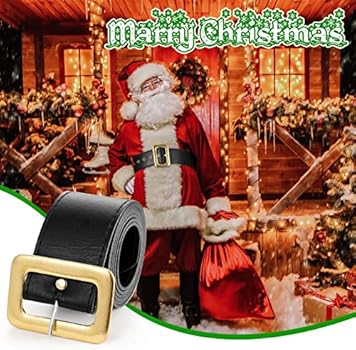 Ceinture Père Noël Adulte - Cuir PU, Boucle Dorée, Taille Réglable, Pour Déguisement Noël