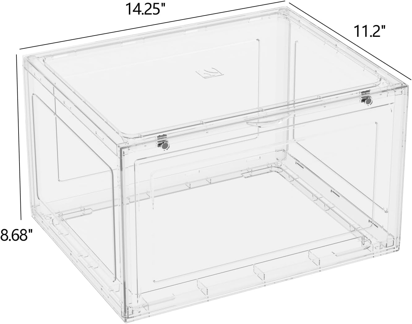 12 Packs Large Plastic Clear Shoe Boxes with Magnetic Door, Acrylic Display Case, Stackable Shoe Storage Organizer Container for Boot Sneaker
