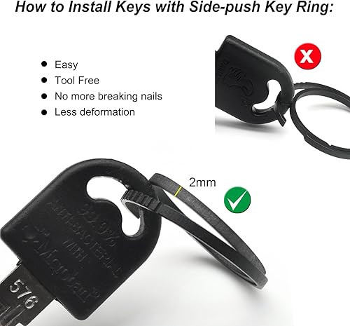 Miniatura 4 de Llavero de empuje lateral de titanio negro para mosquetón de liberación rápida EDC anillos divididos para llaveros resistentes