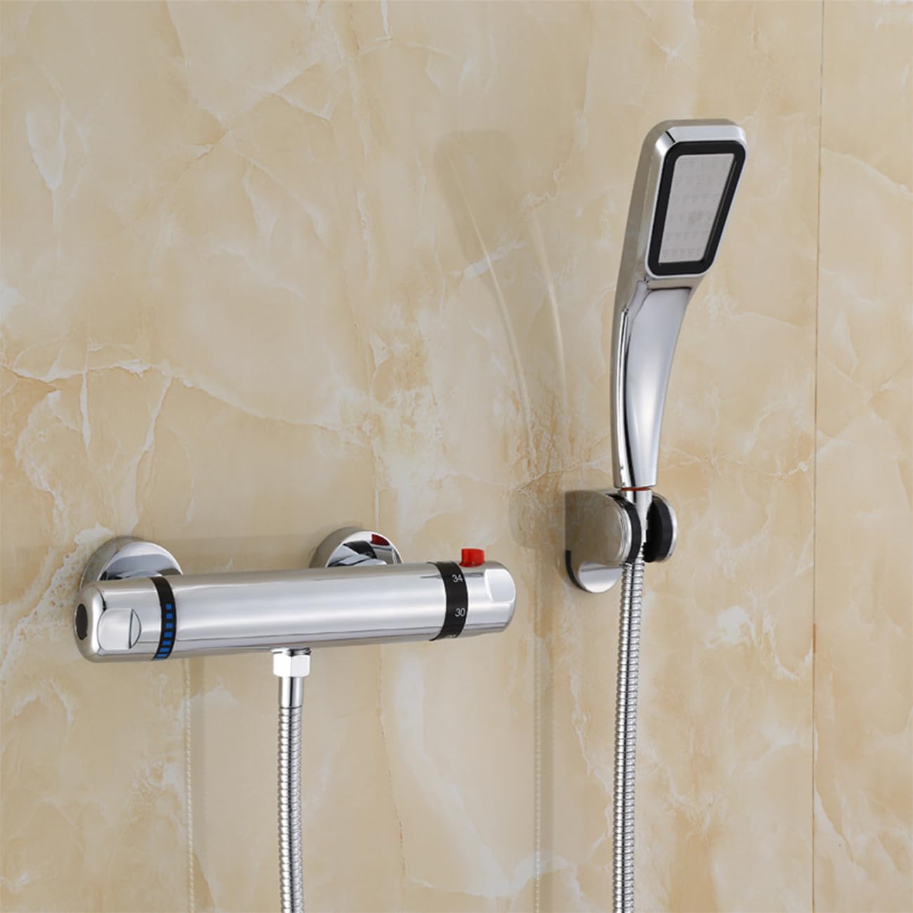 Mezclador termostático para bañera y ducha, grifo mezclador de ducha montado en la pared, grifo antiquemaduras, accesorio de baño, temperatura constante inteligente para baño