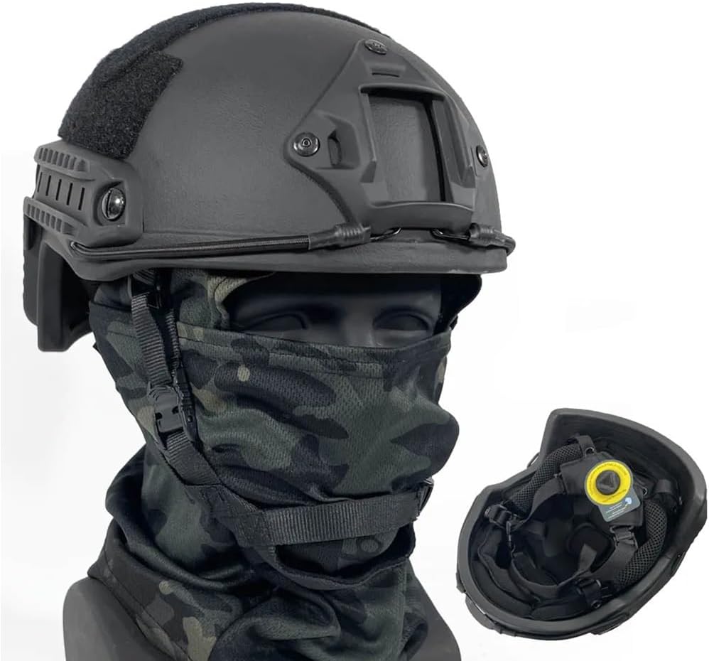 TS TAC-SKY Ballistic ACH High Cut Tactical Helmet Bulletproof Body Armor PE Core Helmet Safety Helmet NIJ IIIA MICH FAST Helmet (Color : BK, Size : 1PCS)