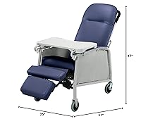 Vista 2 de Lumex Silla reclinable médica de 3 posiciones, Silla Geri reclinable con ruedas, Blue Ridge Azul