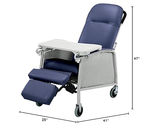Miniatura 2 de Lumex Silla reclinable médica de 3 posiciones, Silla Geri reclinable con ruedas, Blue Ridge Azul