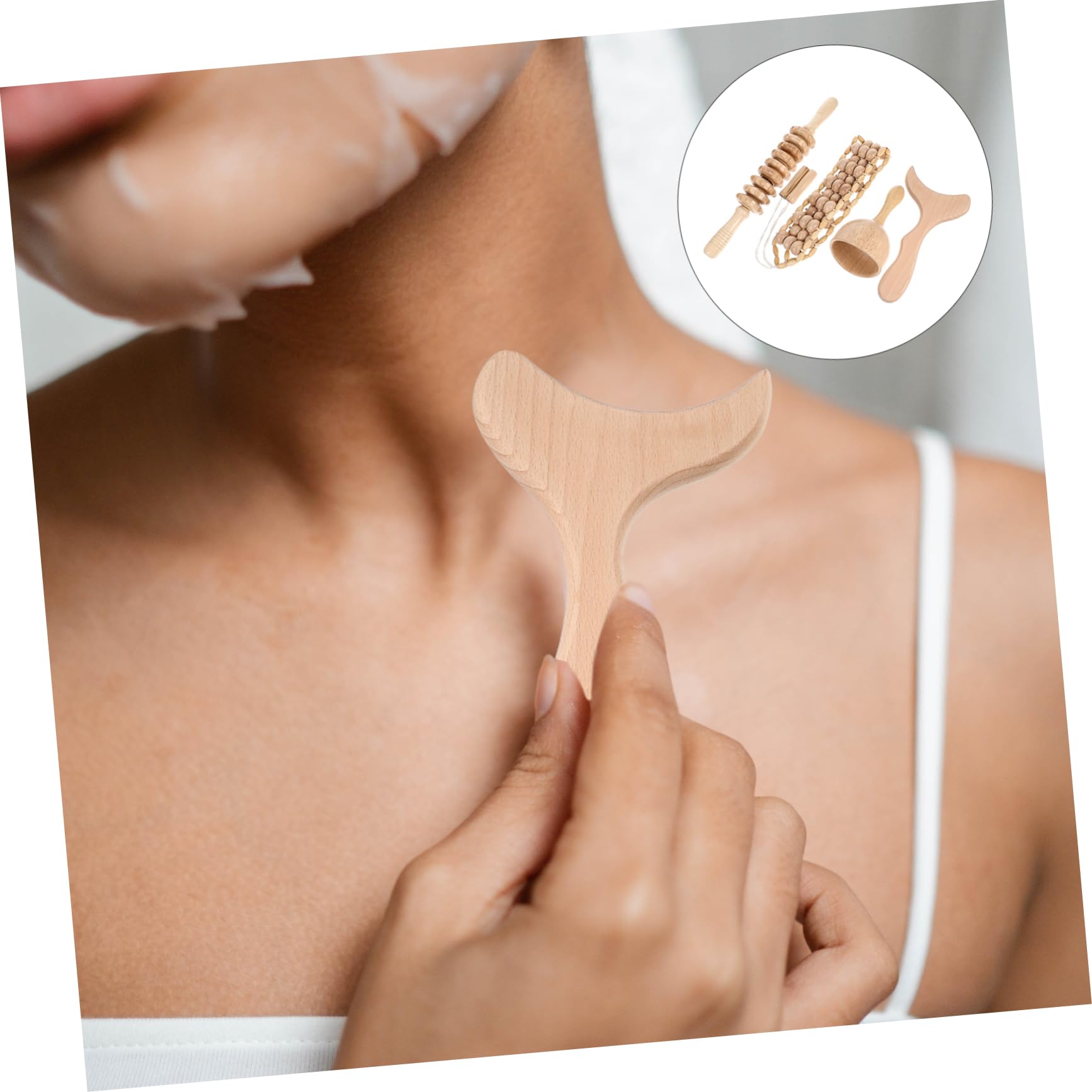 Tabla de Raspado Gua Sha de Madera, Juego de 4 Piezas para Masaje Corporal | Madera Natural, Diseño Simple y Ligero, Uso Doméstico, para Masaje y Cuidado Corporal, Formato Práctico