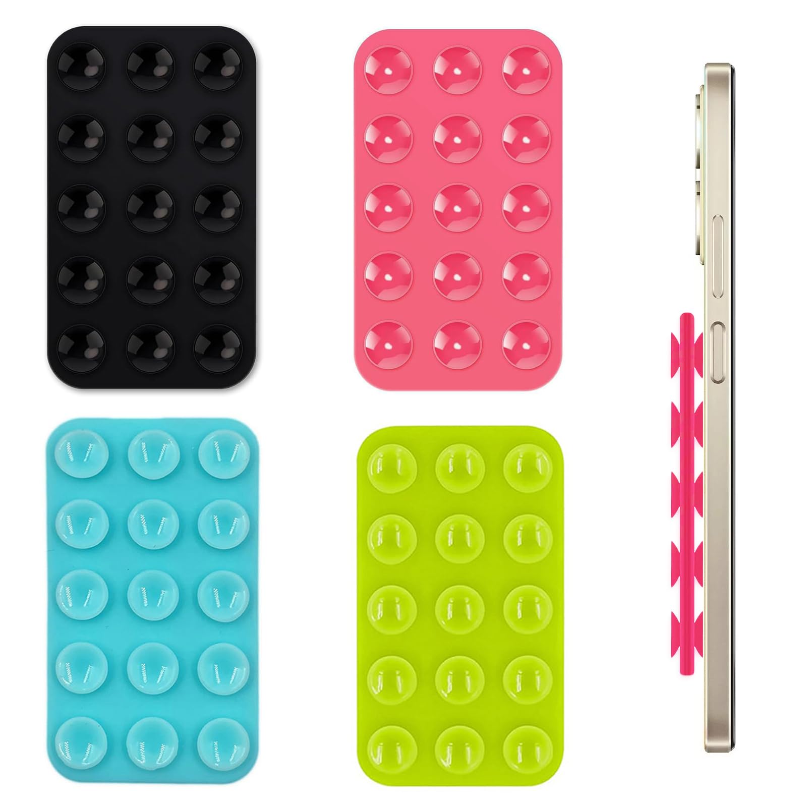 4 Supporti A Ventosa In Silicone Per Telefono, Doppia Ventosa, Multiuso, Per Selfie E Cucina, Colori Assortiti
