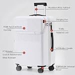 20 Inch Carry On Bagage, Valise de porte-monnaie de poche avec support téléphonique & Porte-gobelet, sac en coque dure avec double TSA Verrouillez. USB Port (Rouge)
