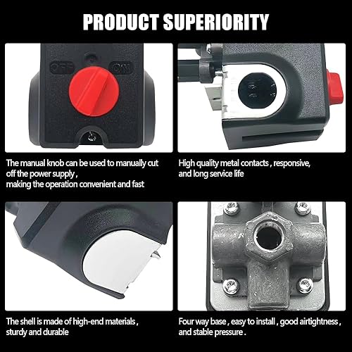 Miniatura 3 de MADAT Interruptor de presión mejorado para Condor MDR 1111 EA 26 amperios 120240 voltios 120-155 PSI interruptor de presión del compresor entrada 4