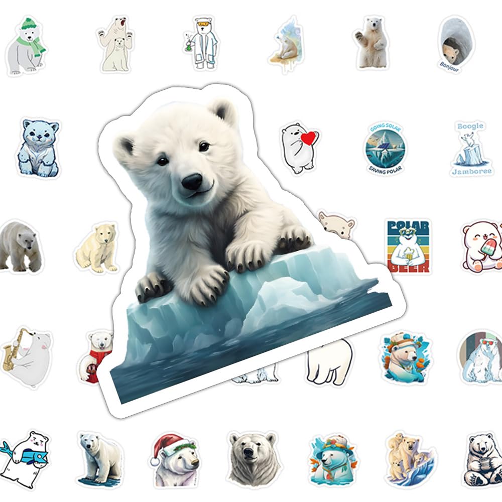 50 Pieces Funny Polar Bear Stickers for Water Bottle - Image 2