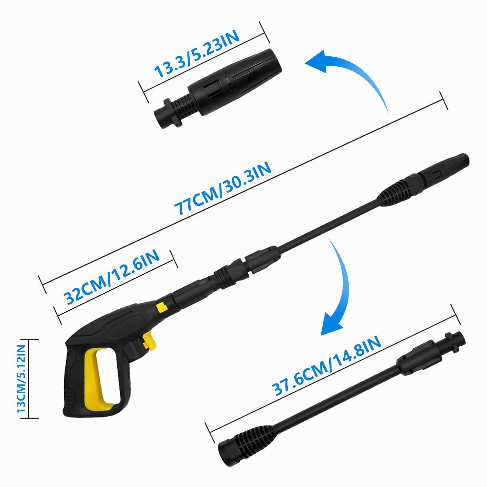 Pistolet Lance avec Buse Réglable, Pistolet de Remplacement et Lance de Nettoyage pour Karcher Nettoyeur Haute Pression avec Système de Raccord Rapide, 2100 PSI, Buse à Jet Réglable