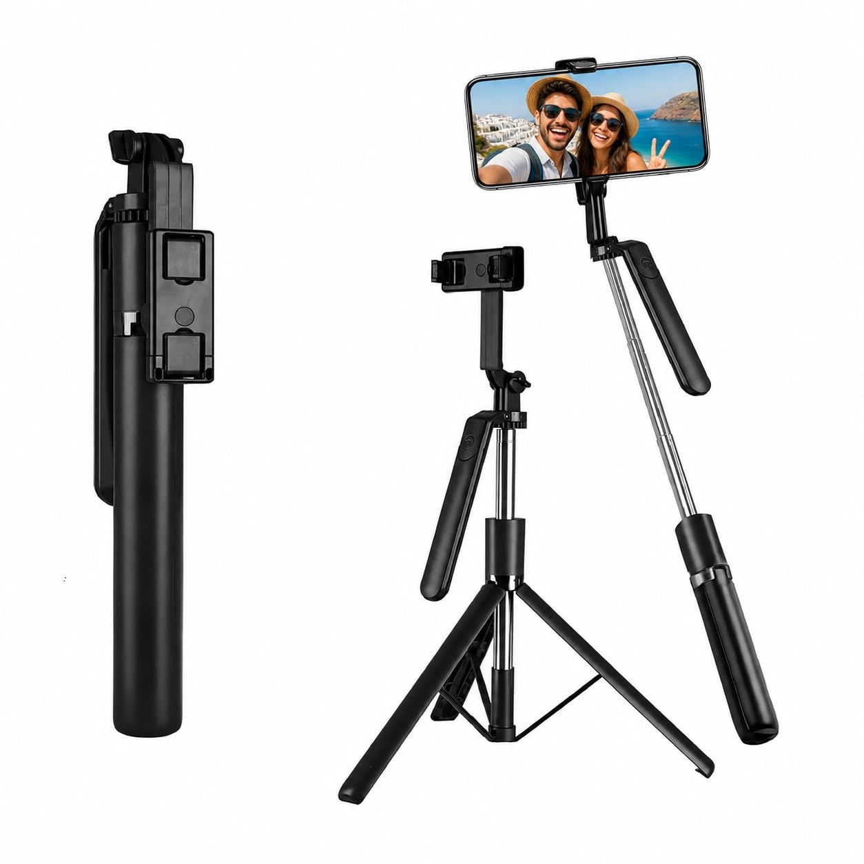 3-in-1 Selfie Stick, Extendable Phone Tripod Stand, Grip Handle, 360° Adjustable Phone Holder for iPhone & Android with Remote, Vlogging, Travel & Video Calls R16 BY UNBREAKcable-picture-17