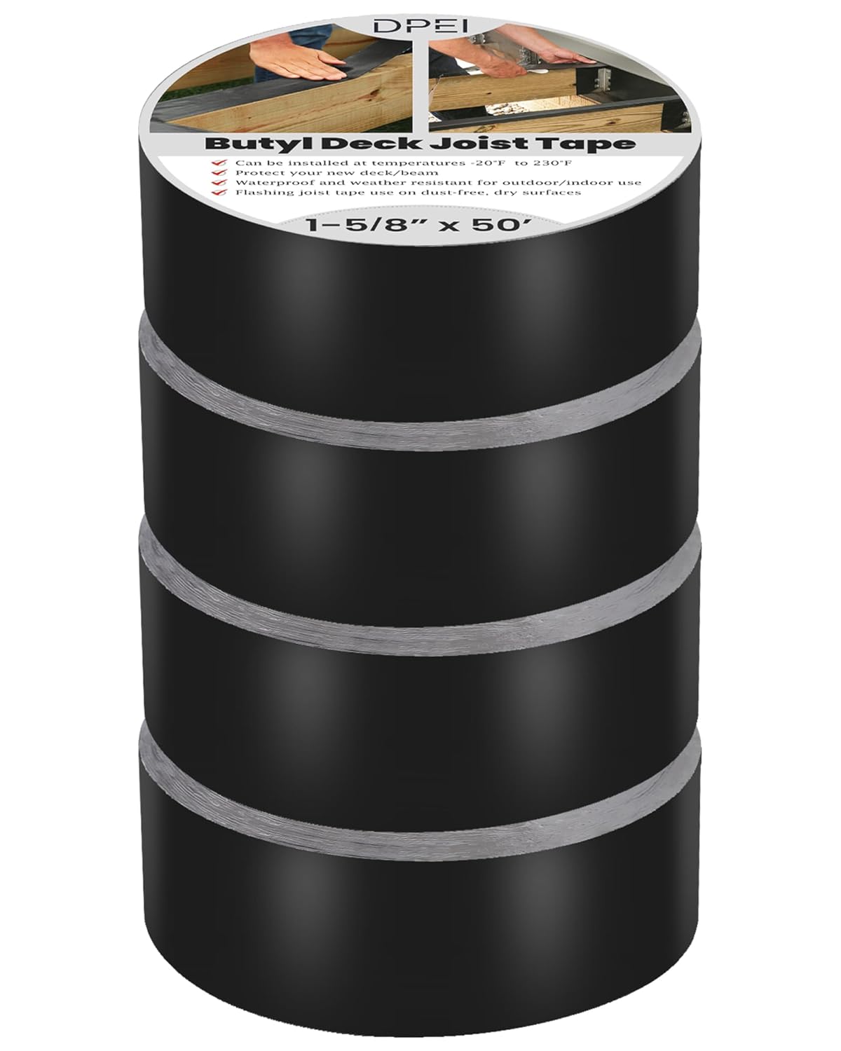 DPEI 2" X 50' Deck Joist Tape Joist Tape for Decking Butyl Flashing Protect Deck Tape Deck Flashing Tape 8 Pcs
