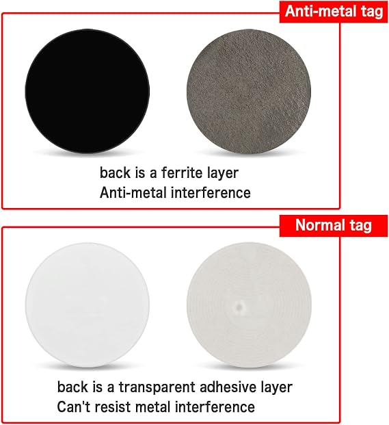 10pcs Anti Metal NFC Tags Sticker for Metal NFC Tags Black NFC Stickers on Metal NFC Tag Metal NTAG215 NFC Chip Compatible with TagMo iPhone and NFC Enabled Devices