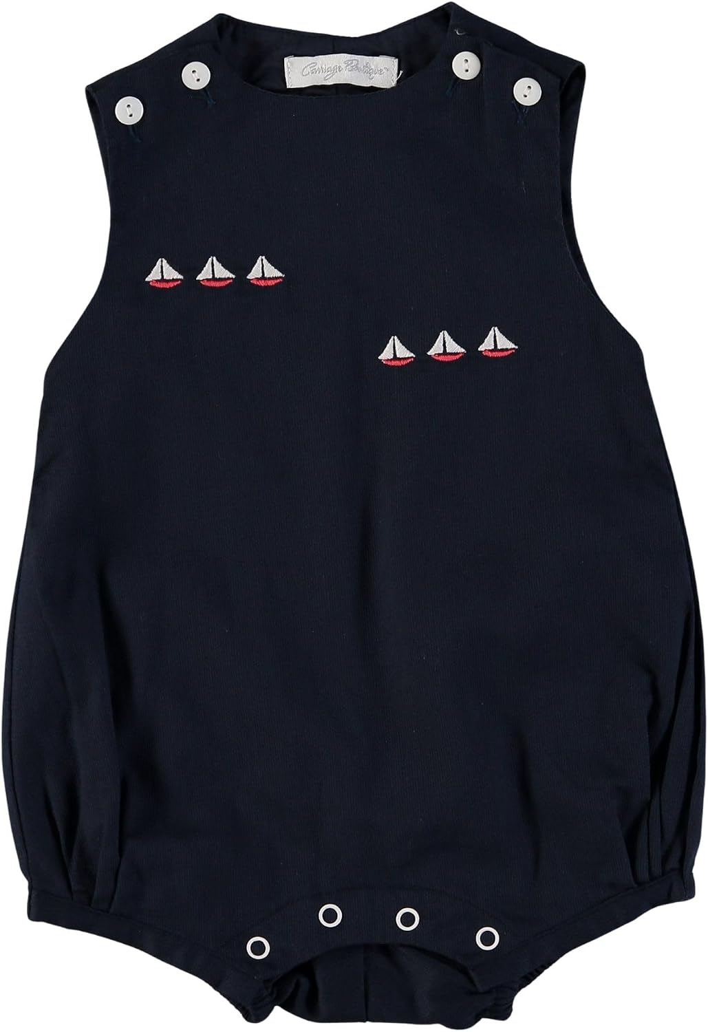 Carriage Boutique Baby Boy Bubble Classic Pique Creeper with Sailboats white or Navy