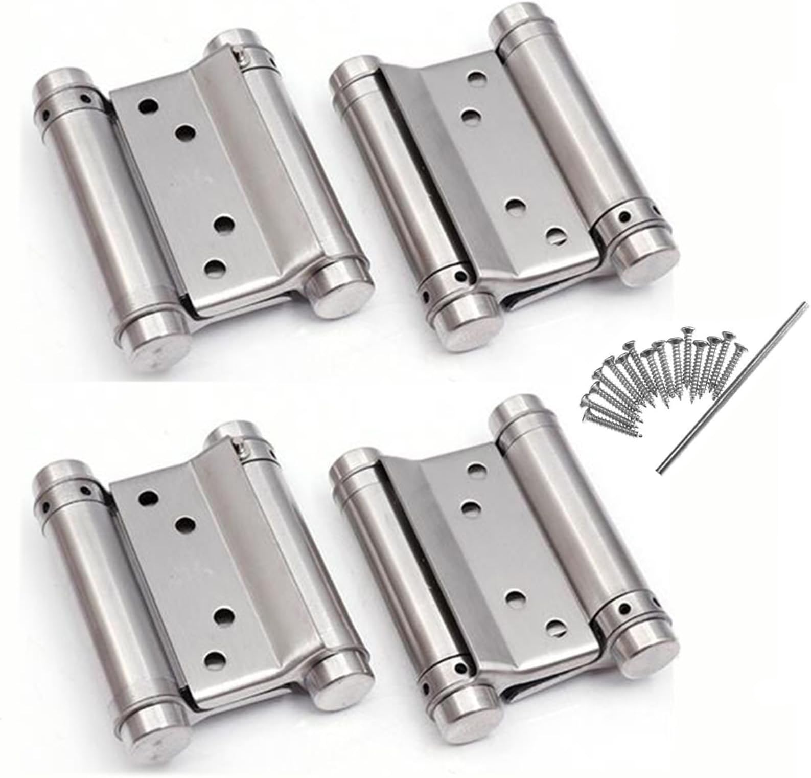 Young Wolf 2 Pairs 3inch Double Action Spring Door Hinges Stainless Steel Saloon Cafe Self-Closing Perfect Adjustable 76mm