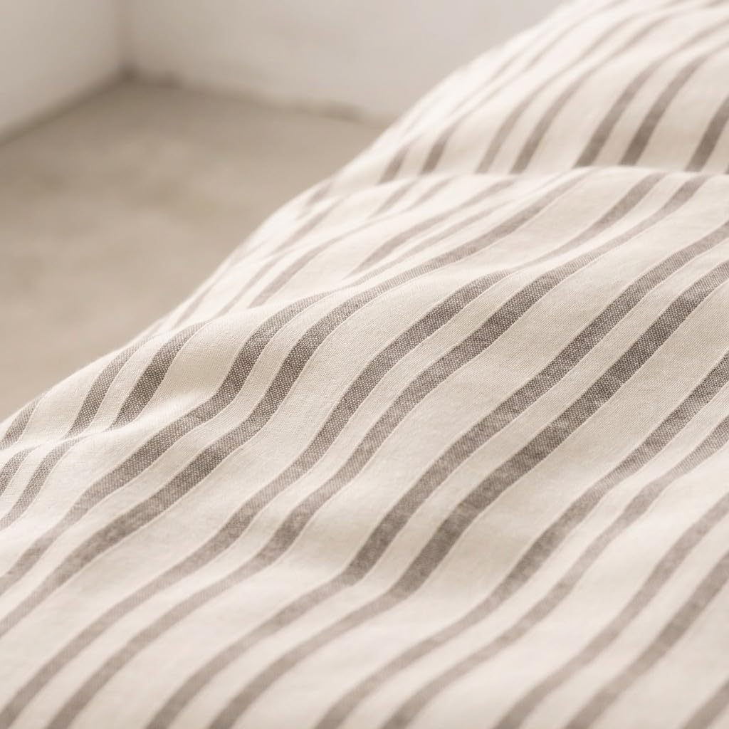 GAMUSI Funda nórdica Cama 180 cm - Funda edredón 240x260 cm, Rayas, Relieve, Color Taupe