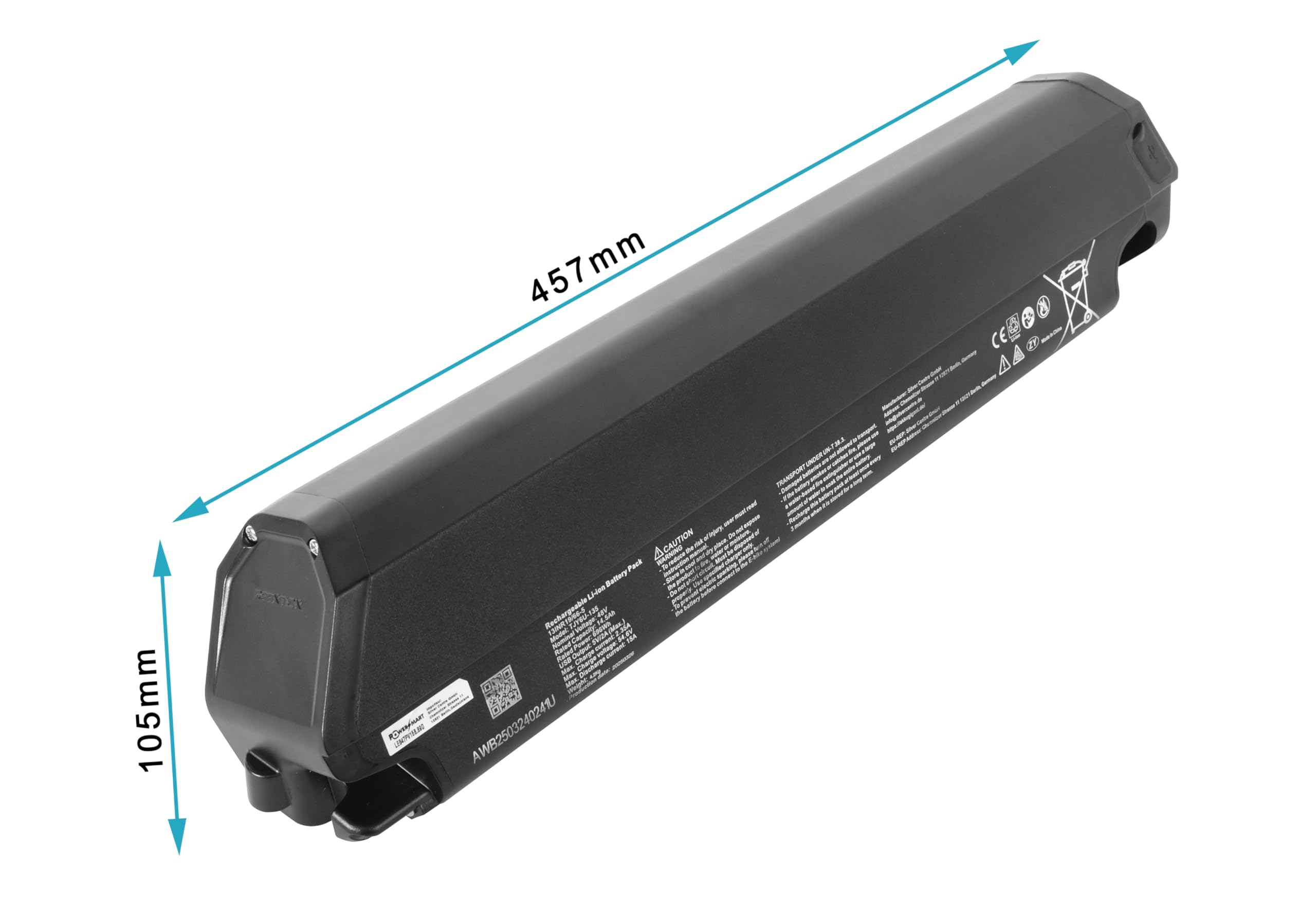 PowerSmart Akku 48V 14,5Ah Li-Ion 48V Kompatibler Ersatz für DeHawk i5 Battery 14500 mAh, mit Ladegerät