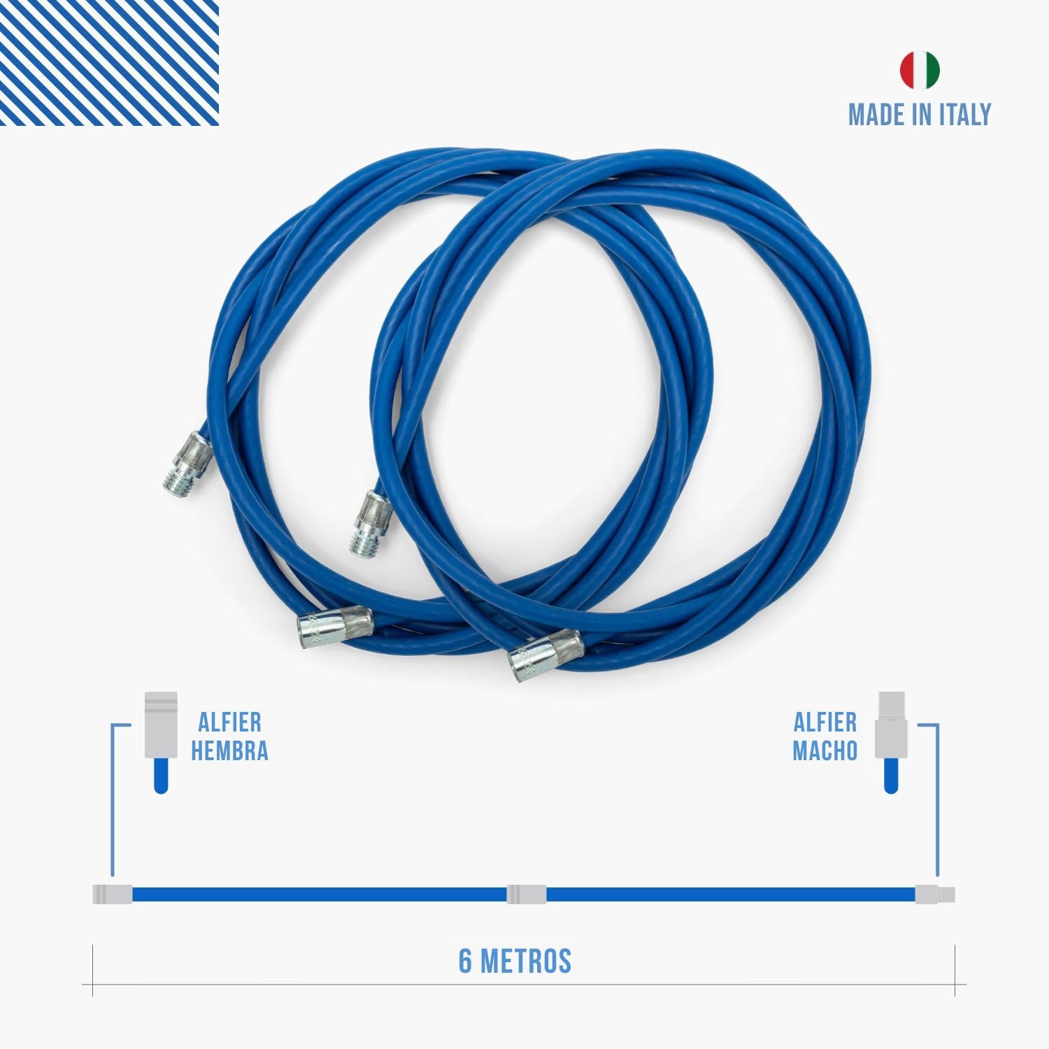 BARETTO | Kit Limpieza conductos Humos | Ø 80+100 mm, Nylon, 6 m, 2 cepillos, Conector M12 | Set Mantenimiento Tubos Chimenea y Estufa
