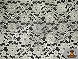 Lace Floral Rachelle Fabric 60' Wide Sold by The Yard (Ivory)