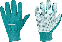 Atlas - Luvas de Proteção 100% Algodão, Palma com Pontos de Plástico PVC Antiderrapante e Punho Elástico, Cor Azul Turquesa