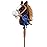 HollyHOME Stick Horse Plush with Detachable Blue Ribbon Champion Hobby Horse on Stick with Wood Wheels Real Pony Neighing for Kids Toddlers Chocolate 36 Inches(AA Batteries Required)