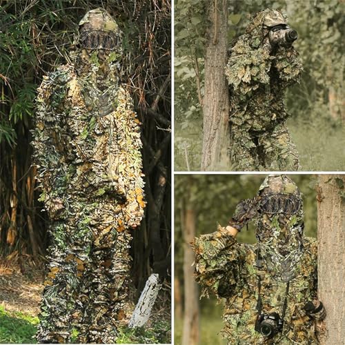 Ghillie Suit Camouflage Hunting Suits Outdoor 3D Leaf Lifelike Camo Clothing Lightweight Breathable Hooded Apparel - Image 3