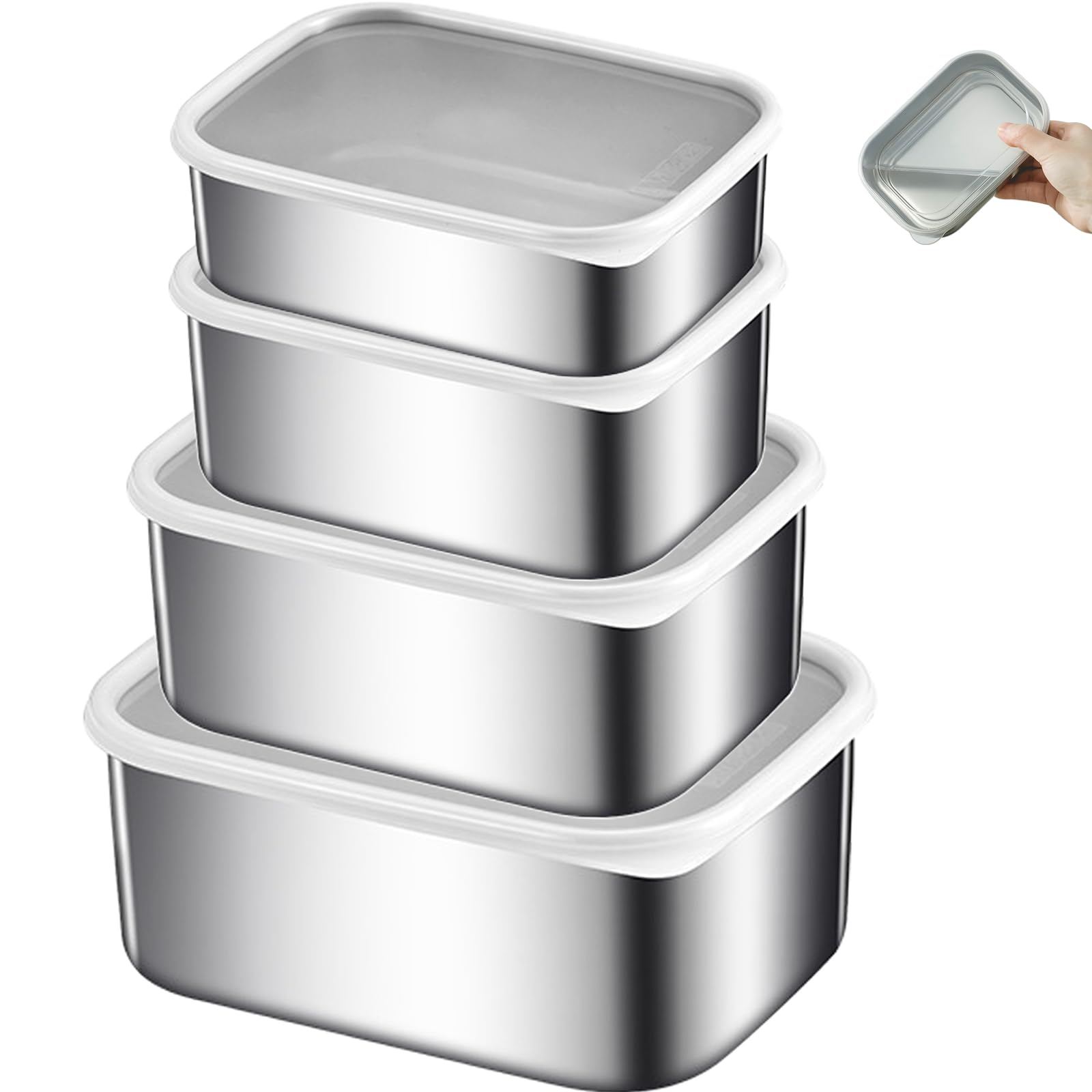 YIOUMLY Frischhaltedose,Frischhaltedosen Edelstahl,Set of 3 Fresh Food Boxes,Freezer Container,BPA-frei,Geschirrspüler Gefrierschrank Backofen Safe (5200ml,4er set) Küche, Haushalt & Wohnen