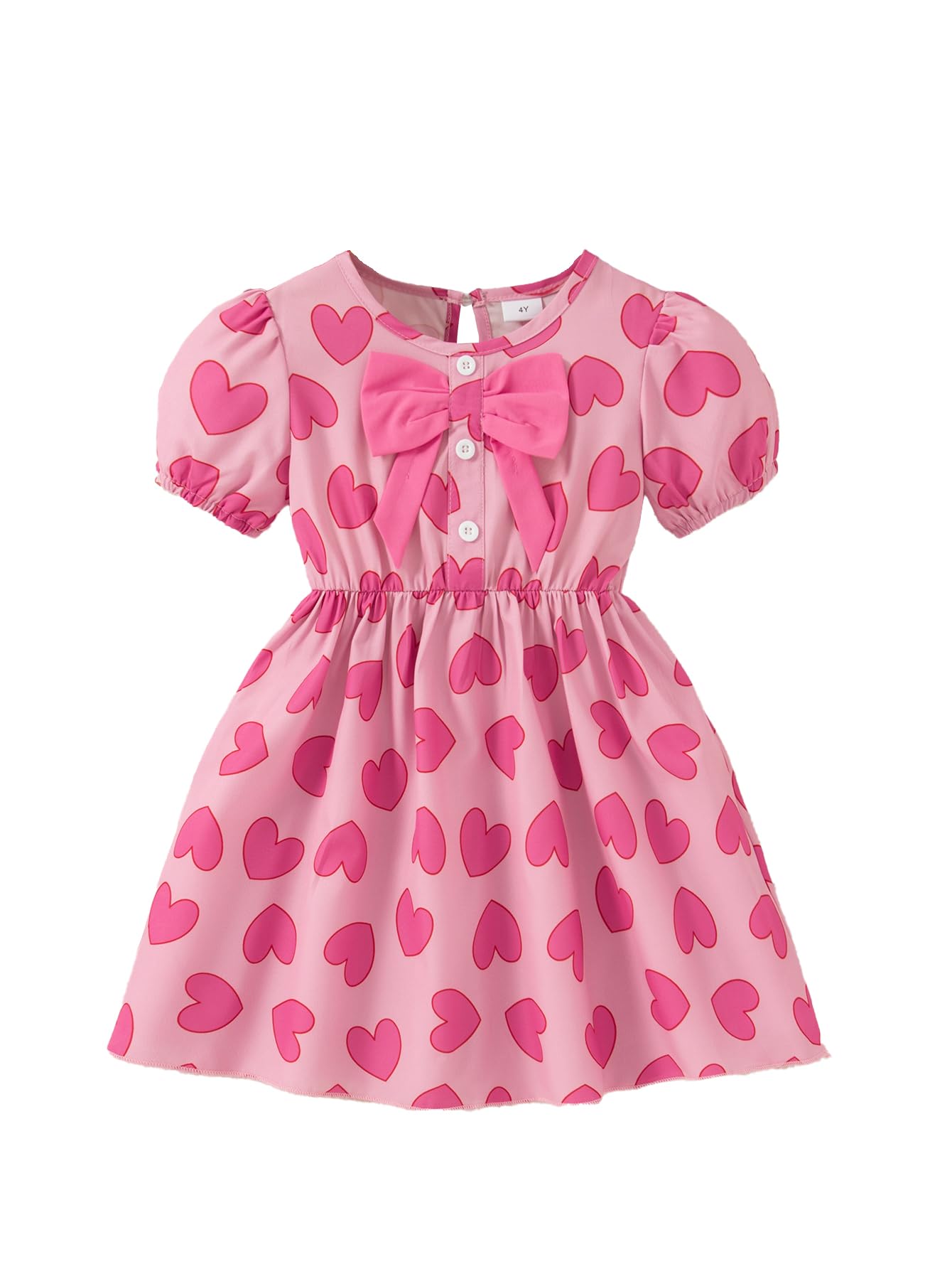 FRCLHWA Little Girl Summer Dress 2025 Puff Sleeve Girls Casaul Printed A-line Bow Sundress