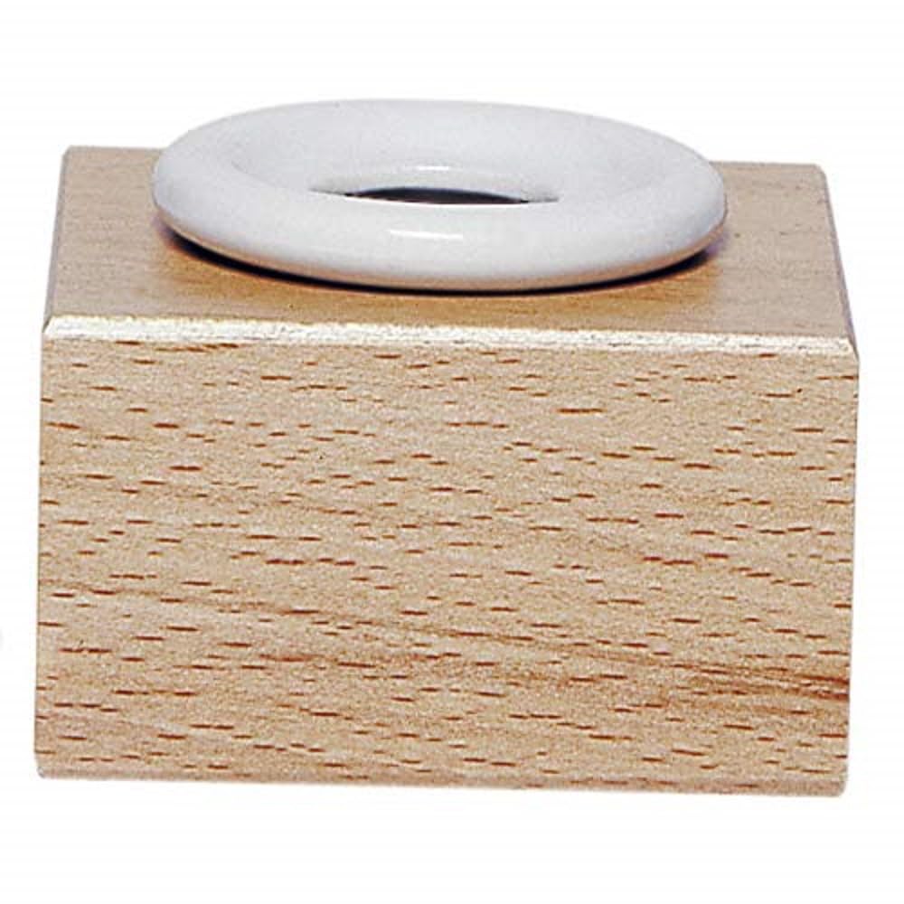 24100T - Round porcelain inkwell with wooden stand