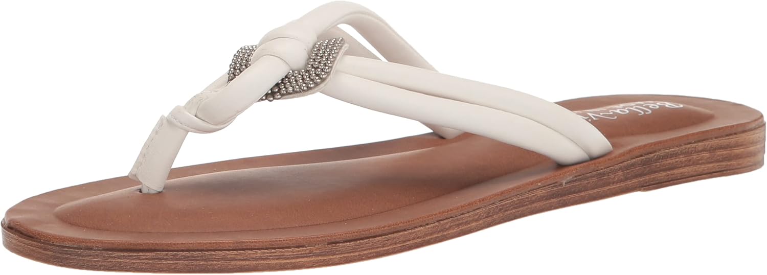 Bella Vita Made in Italy Women's Zev-Italy Flat Sandal, White, 7