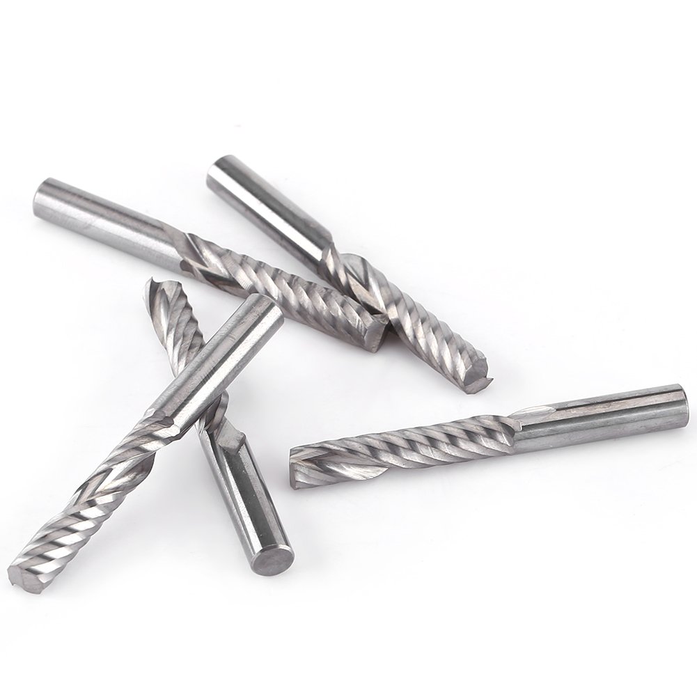 5pcs Tgsten Carbide End Mill, 6mm Shank End Mills, Spiral Flute End Mills, Metalworking Router Bits, CNC Milling Tools
