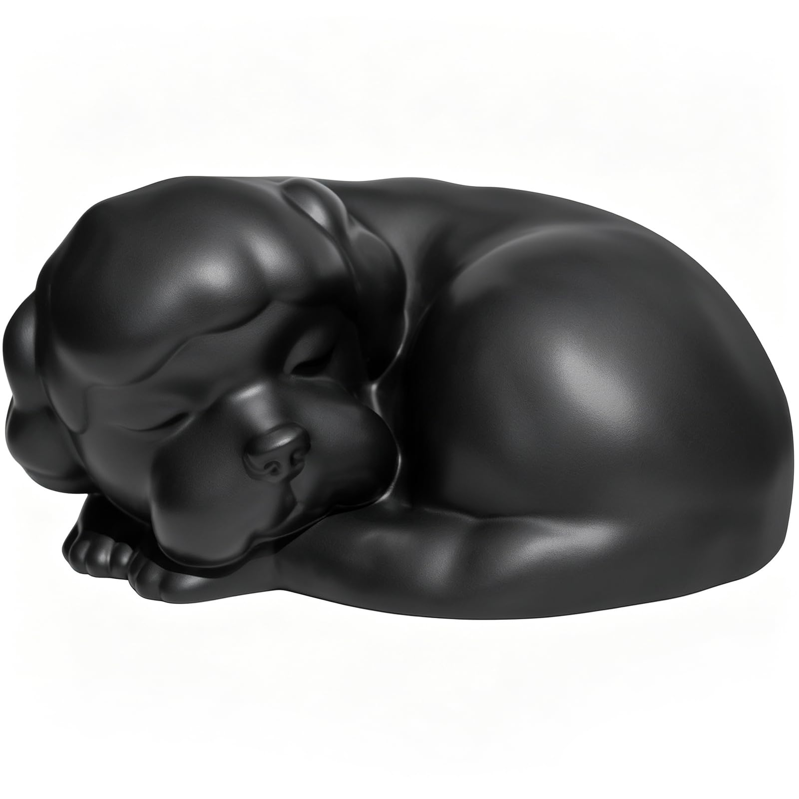 FUFYUKEY Dog Urn, Dog Urns for Ashes, Sleeping Doggie Pet Memorial Keepsake Funeral Urn for Poodle Dogs Ashes, Black Resin Cremation Poodles Urns