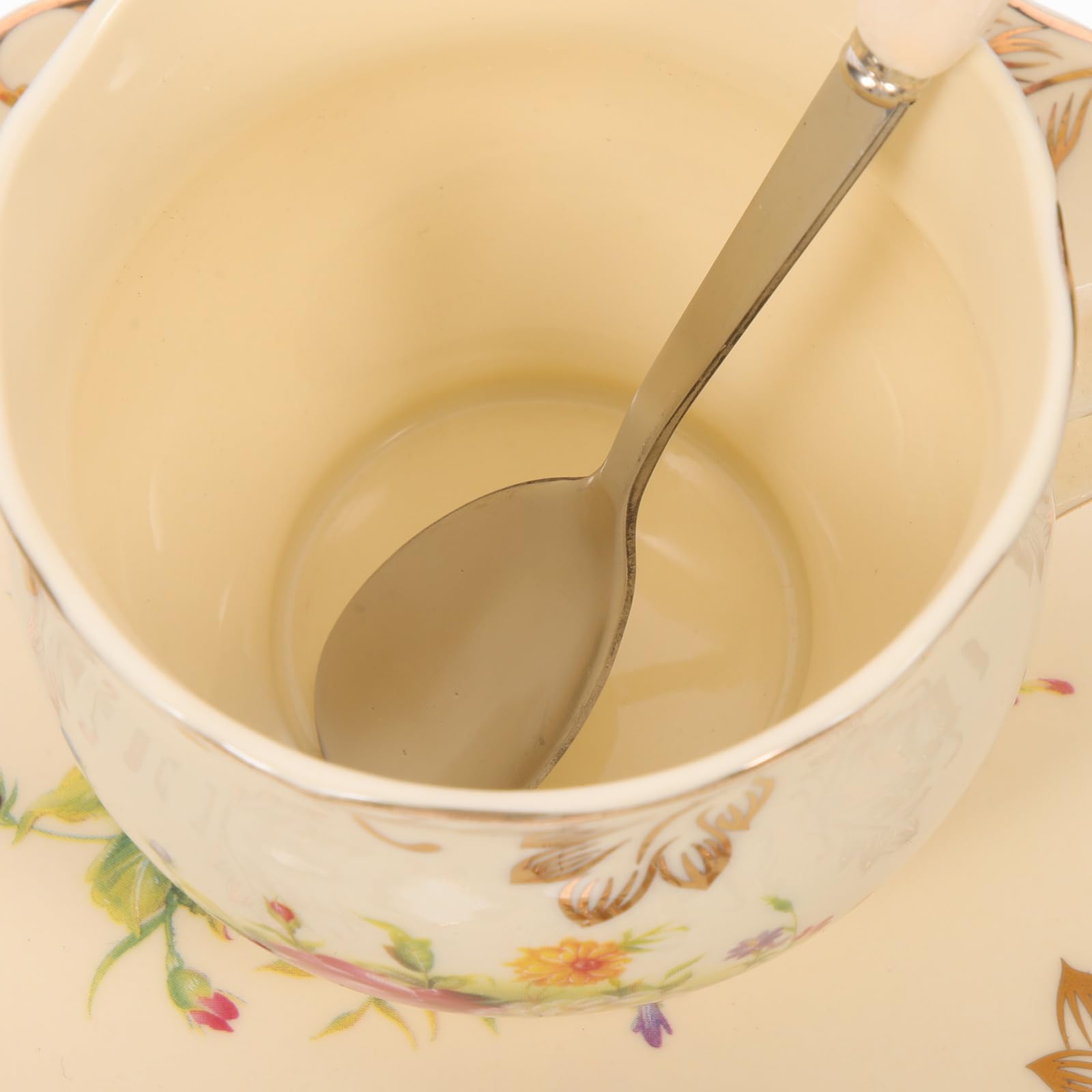 Kaffeetasse Satz aus Keramik mit Untertasse und Löffel, 250ml Retro