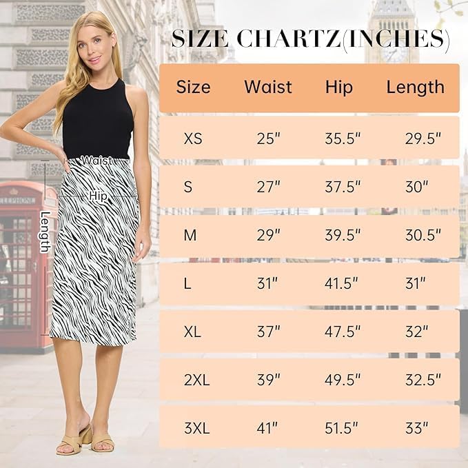 Women Solid High Waist Silky Casual Elastic Satin Midi Skirt -Made in USA (Available in Plus Size) - Image 7