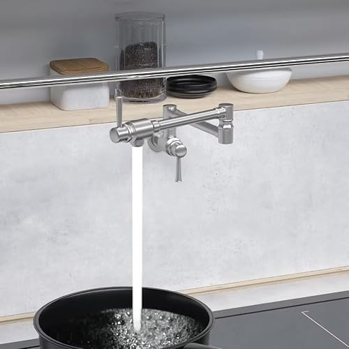 Miniatura 5 de IMLEZON - Grifo de llenado de ollas de acero inoxidable para montaje en pared comercial, grifo de fregadero de cocina plegable y elástico con un