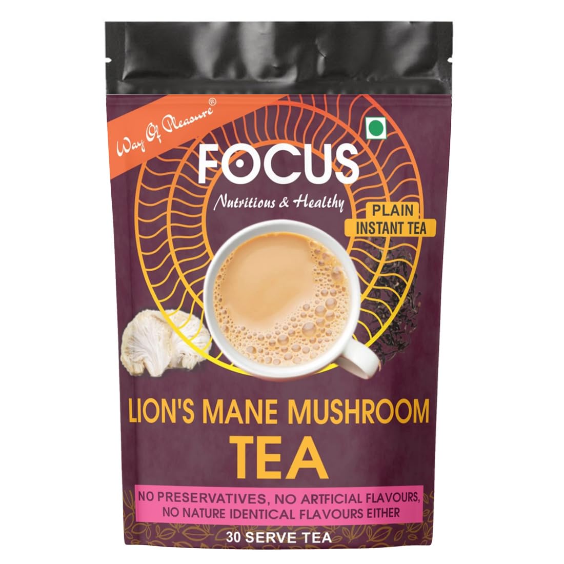 Way Of Pleasure Lions Mane Mushroom Tea Premix for Focus, Improve Sleep, Immuniity and Support Brain Health, 30 Serving NO Flavour and NO Sugar (Plain tea) (B0D4V24XNM) Amazon Price History, Amazon Price Tracker